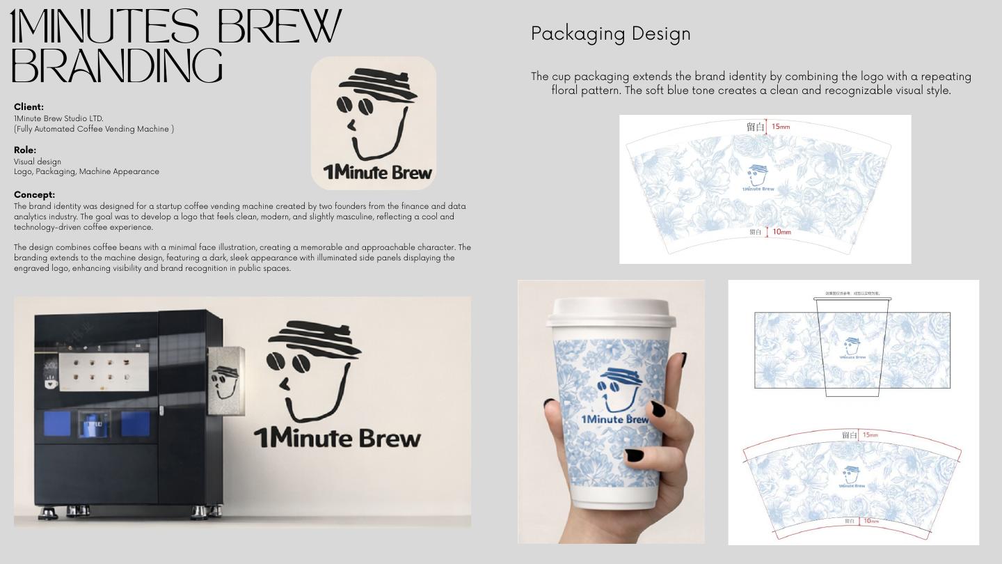 1Minute Brew identity, machine and cup packaging